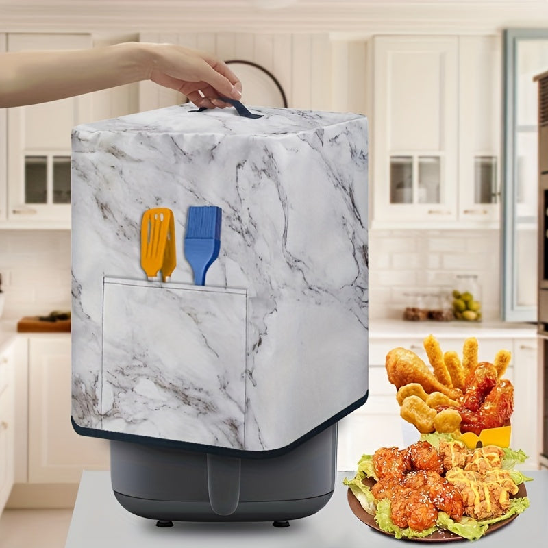 Protect your air fryer with handle with a marble texture dust cover that is waterproof. This instant pot pressure cooker accessory also fits universal electric appliances and comes with a convenient pocket for storage.