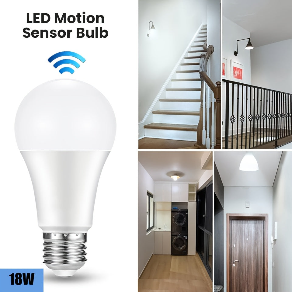 18W LED motion sensor bulb with auto ON/OFF feature for home lighting.