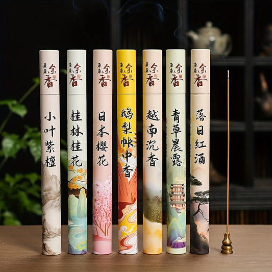 20g Incense Sticks with 7 fragrances, convenient for travel, holiday decor, yoga, meditation, and air purification.