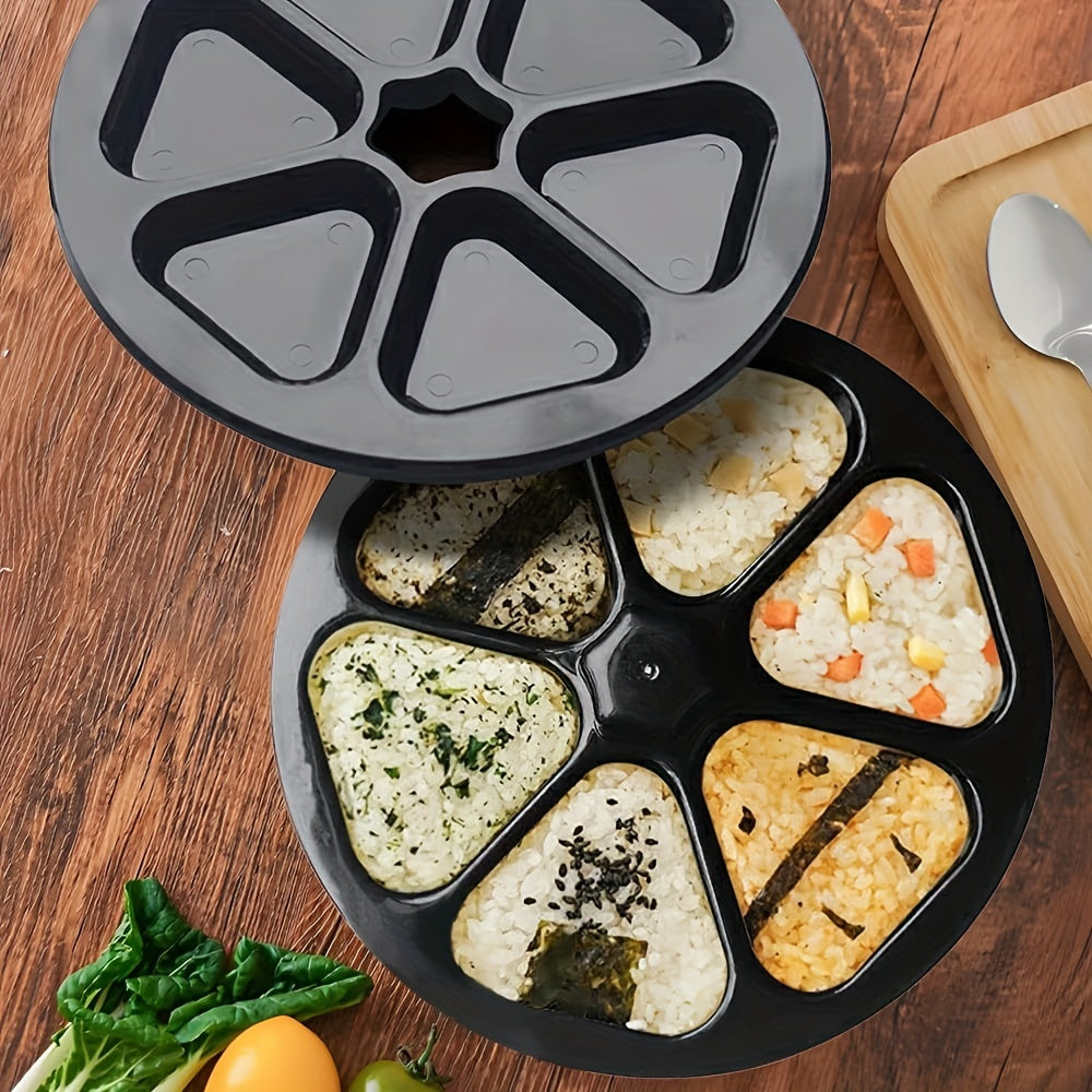 Plastic Sushi Mold Set includes 1 Pressed Rice Mold and 6-Cavity Rice Ball Bento Pressed Mold. A versatile utility mold for creating homemade sushi and bento boxes. Perfect for DIY projects and a must-have kitchen accessory for dinnerware enthusiasts.