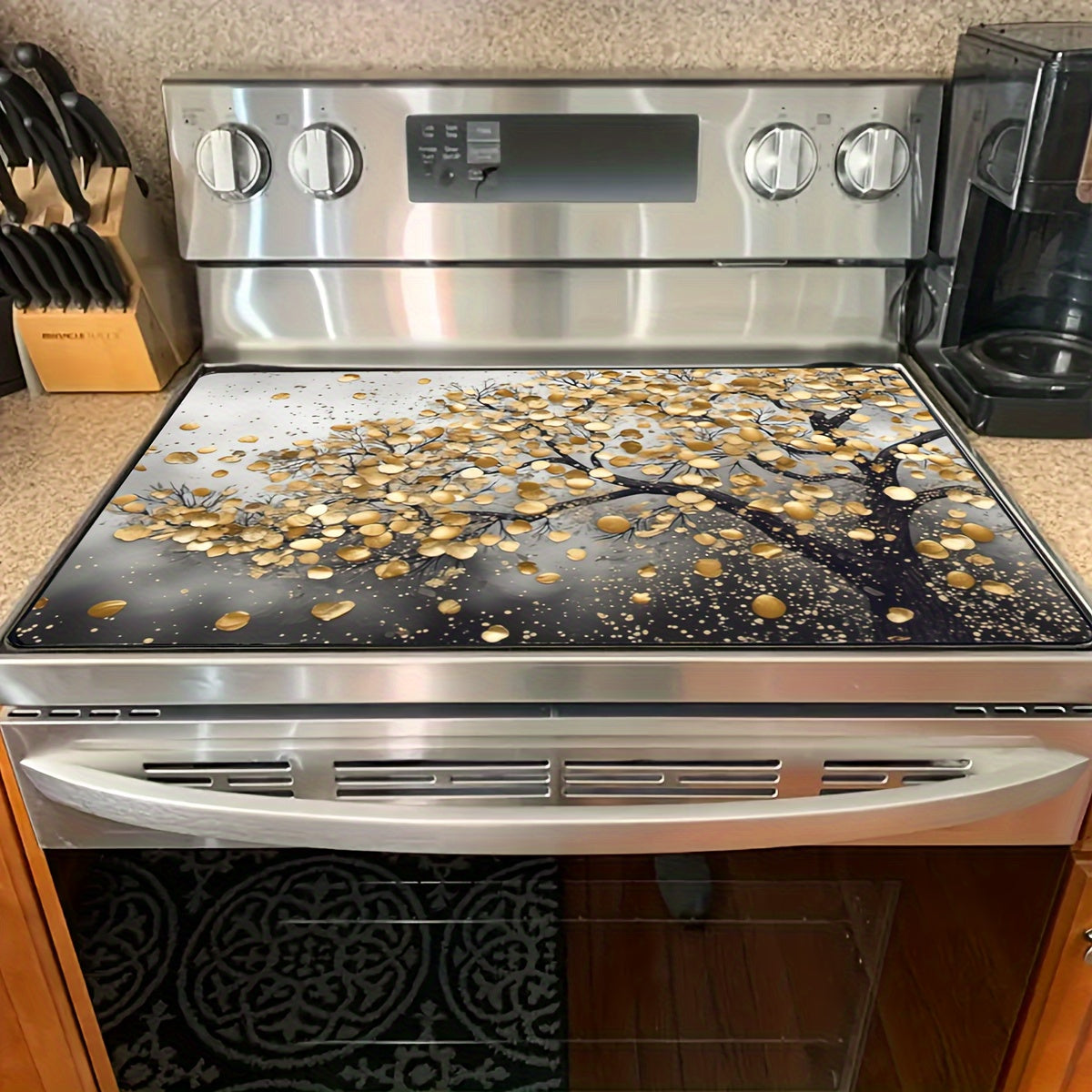 Protect your electric stove top with this extra large anti-slip mat made from premium natural rubber. Measuring 72.39cm x 52.07cm, this mat is perfect for covering glass cooktops and preventing scratches. Use it as a multipurpose oven and appliance mat