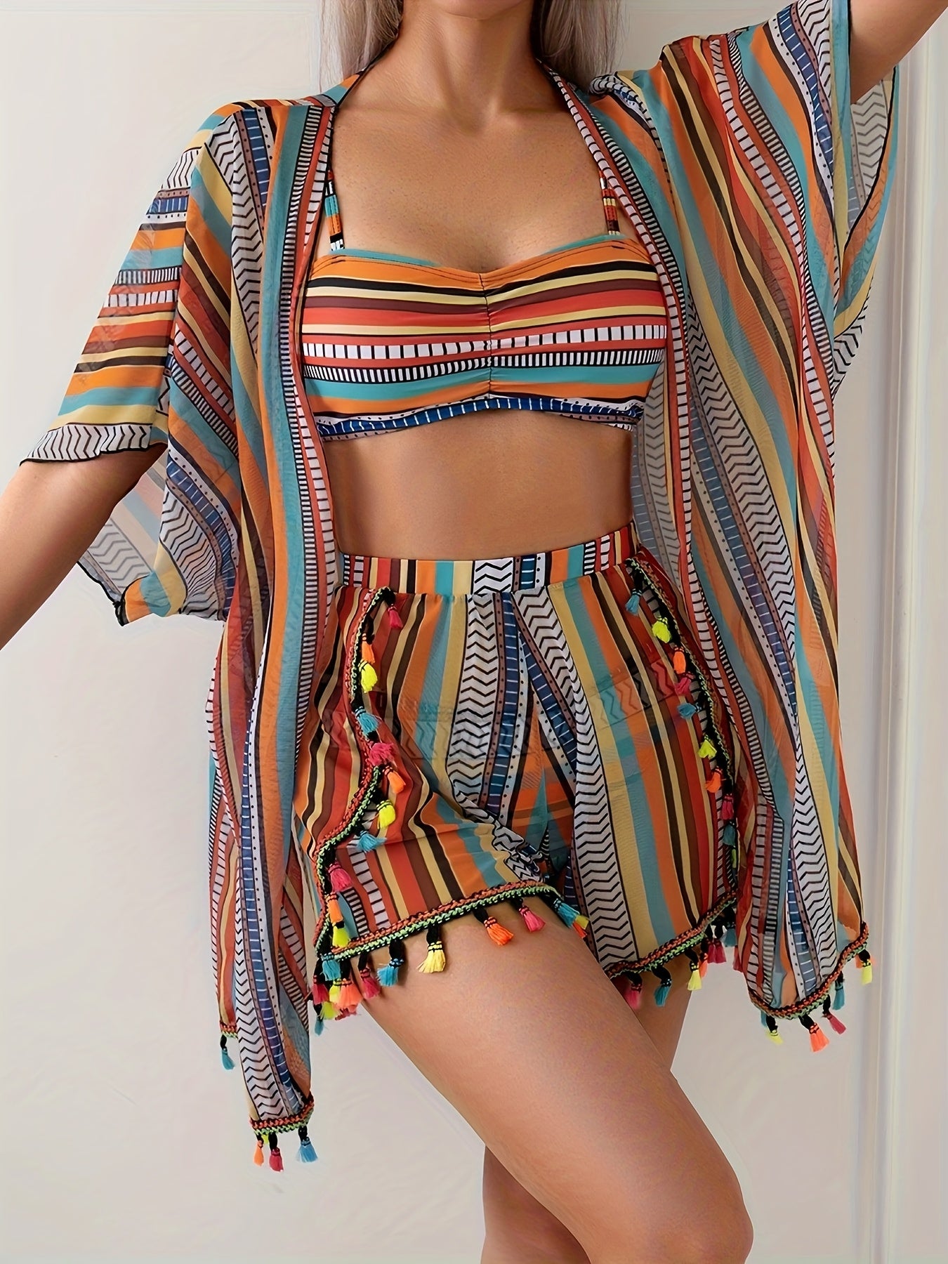 Printed Three-Piece Swimsuit for Women