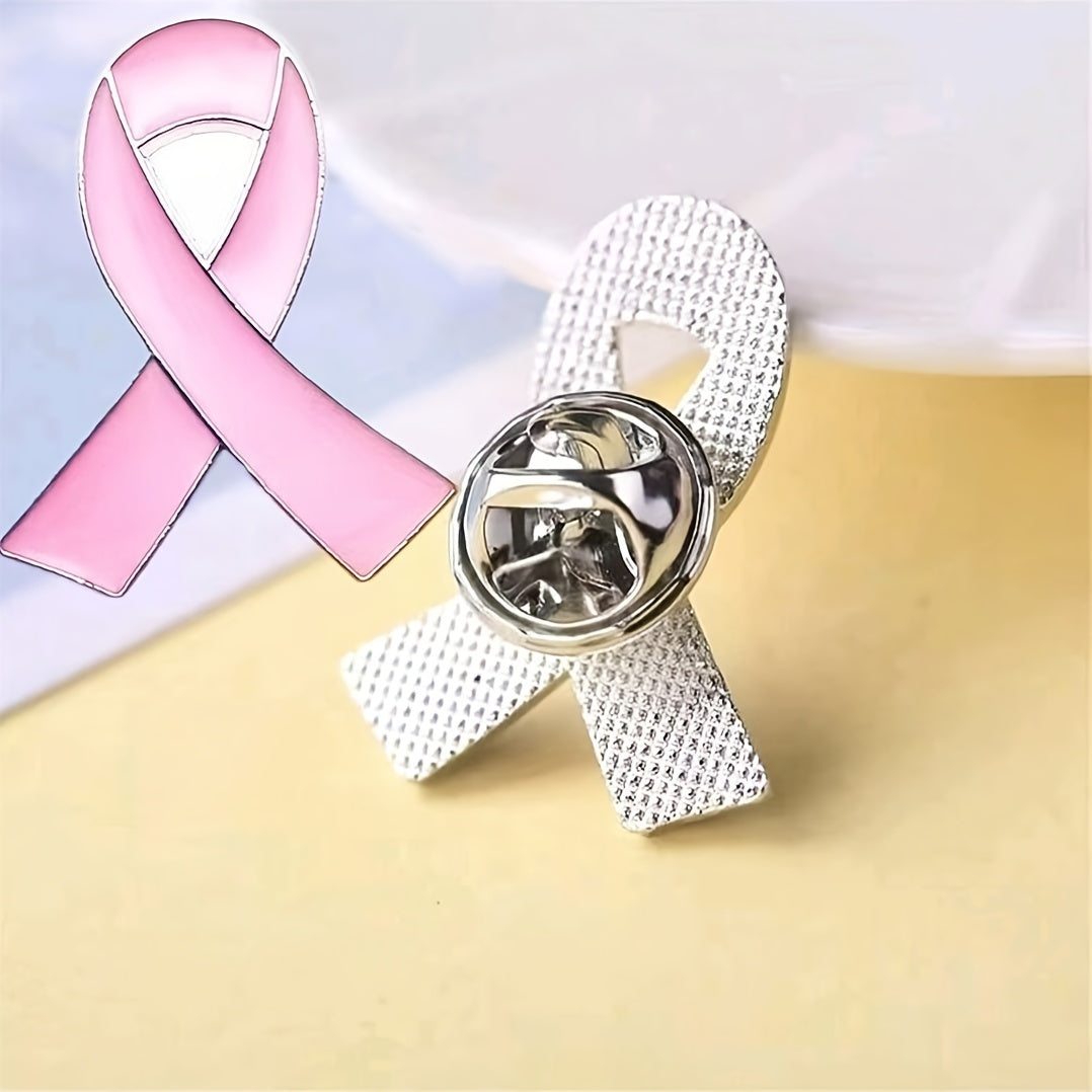 Vintage style 50-Pack Pink Ribbon Brooch Pins crafted from Zinc Alloy - Women's Fashion Jewelry designed to promote Breast Cancer Awareness and AIDS Day. These promotional badges are perfect for daily wear as an all-season accessory.