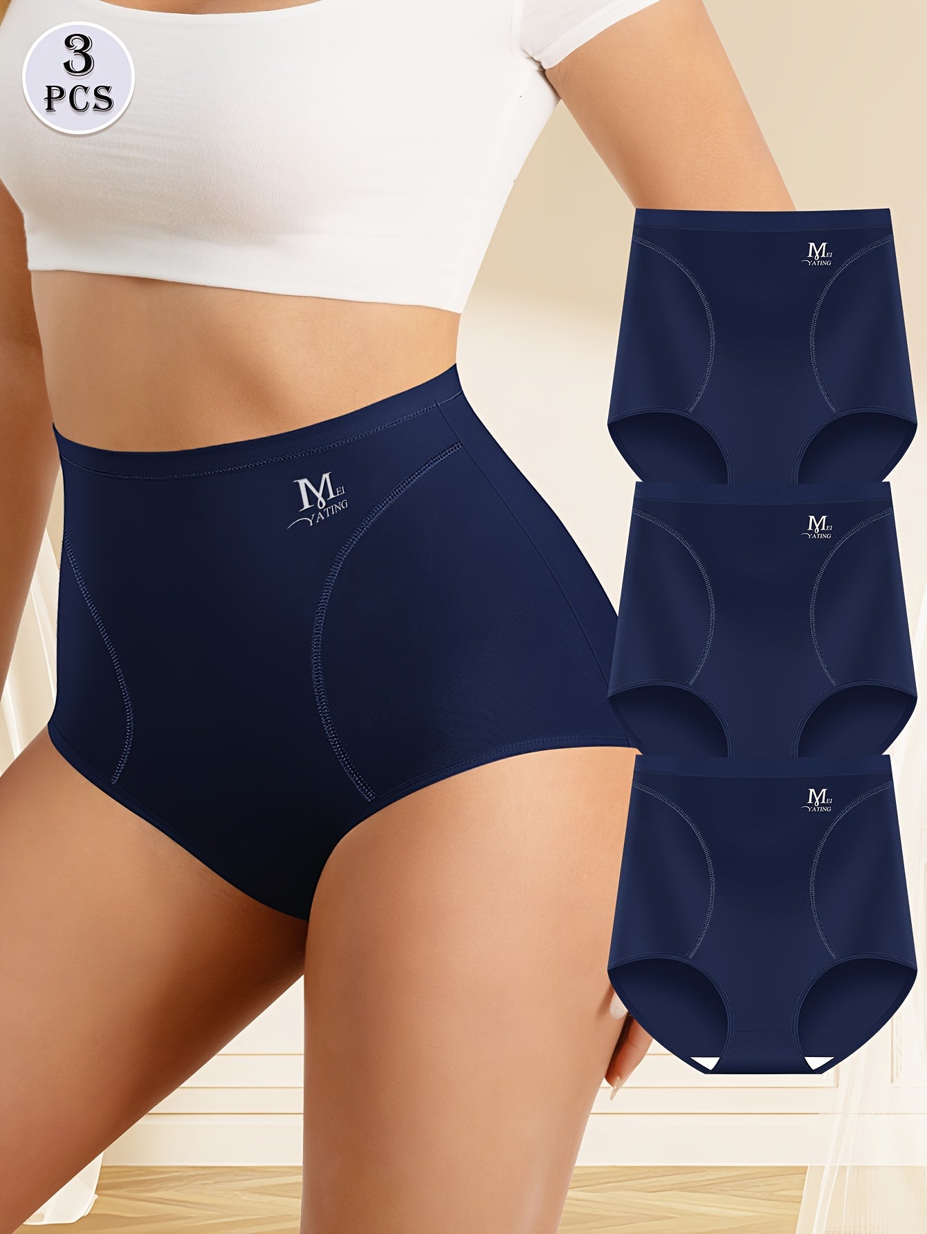 3 Women's high waist brief panties with body shaping and tummy control for comfort and skin-friendliness.