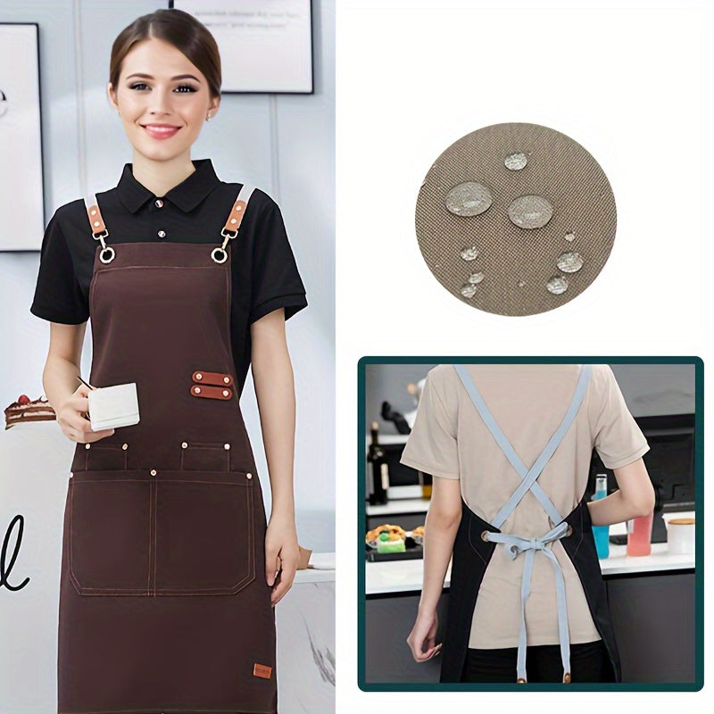 Waterproof and stain-resistant restaurant apron with pockets, perfect for both men and women. Ideal for use in coffee bars, restaurants, and as versatile waterproof work attire around the waist.