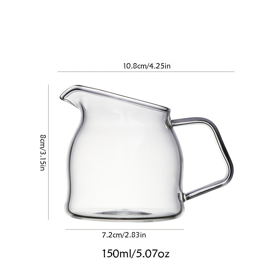 Mini glass pouring jug for coffee and sauces, hand wash only, microwave safe, perfect for family gatherings and Eid Al-Fitr celebrations.