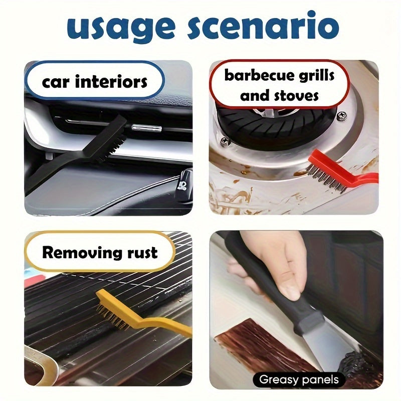 Set of 5/7 pieces, includes various tools for cleaning the kitchen. This set includes a cleaning shovel, defrosting shovel, power wire brush, scrub brush, gas stove range hood pot sink cleaning tool, and heavy oil stains removal brush shovel. Get all the