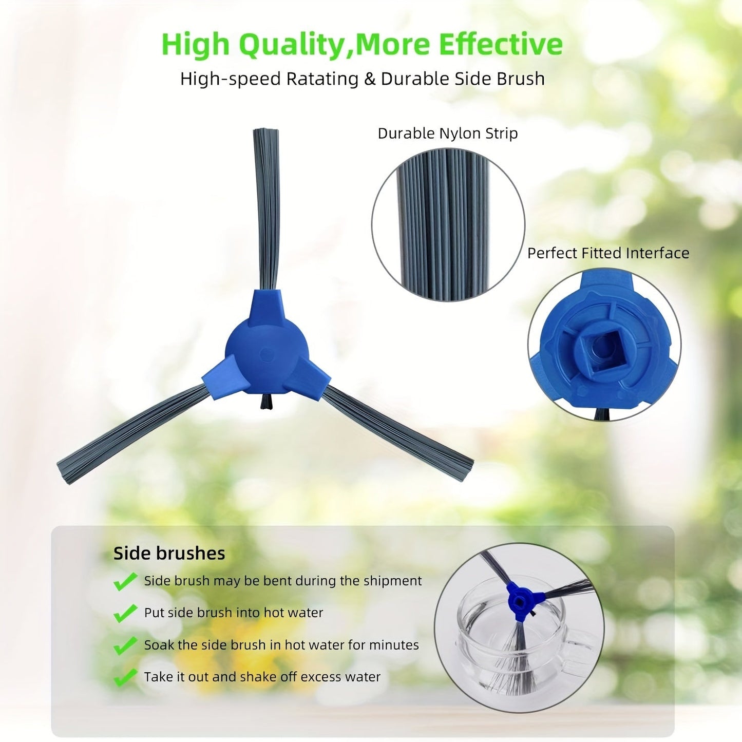 Replacement parts for Eufy Robotic Vacuums, includes 20-pack of main brush, side brush, filter, and sponge. Compatible with models 11S, 12, 15C, 25C, 30, 30C, 35C. Made of plastic, with vacuum suction gaps attachment. Essential vacuum cleaner accessories.