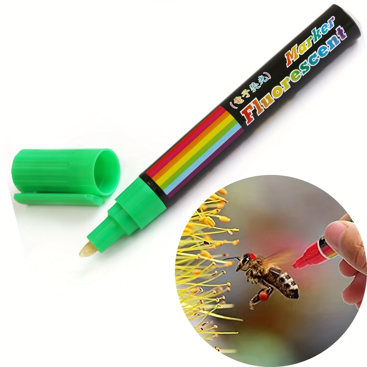 1pc durable plastic Queen Bee Push-Through Cage Marker Pen for urban beekeeping - no battery needed.