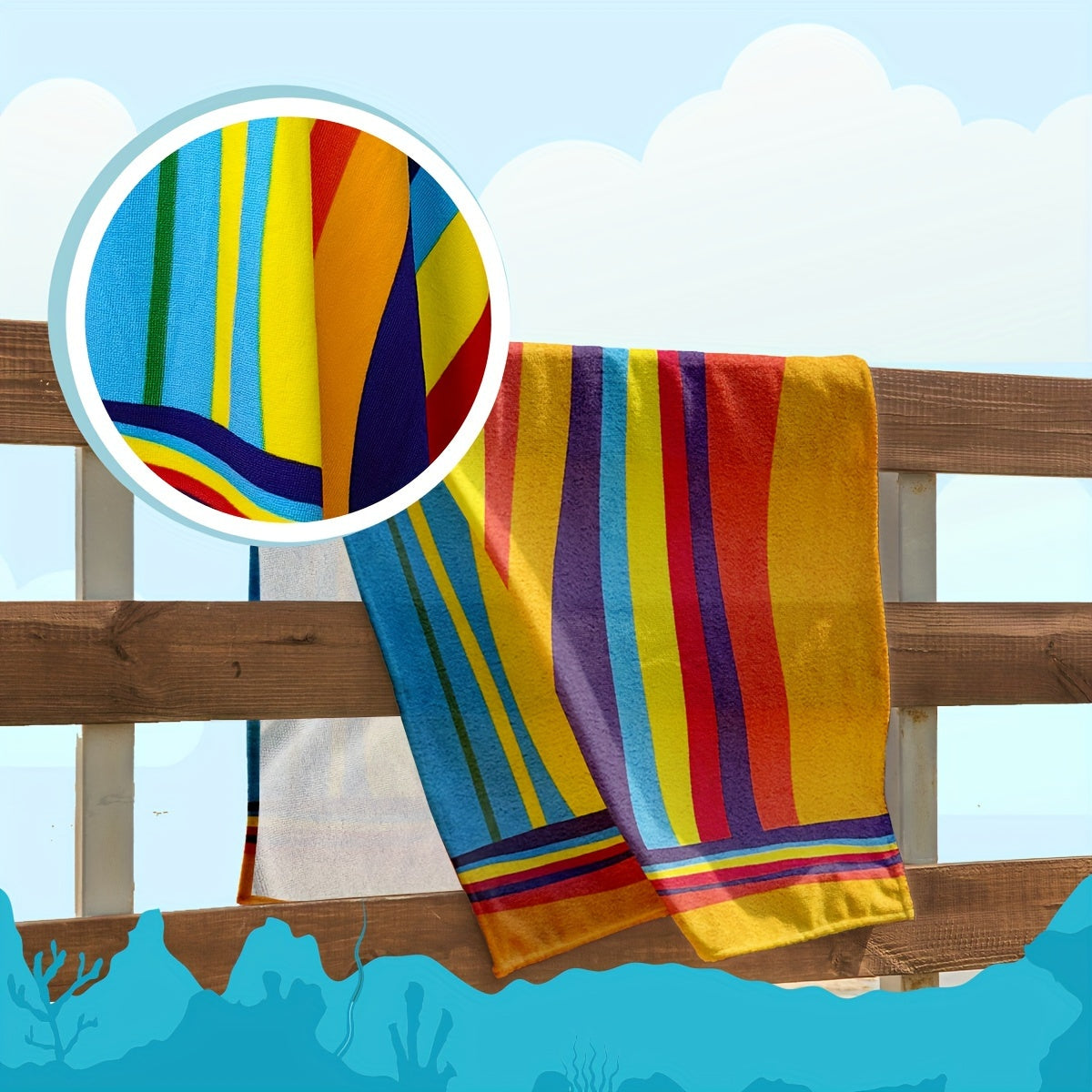 XL Striped Beach Towel - Soft Microfiber, Quick-Dry, Sand-Free - Ideal for Travel, Yoga, Camping, Swimming - Machine Washable