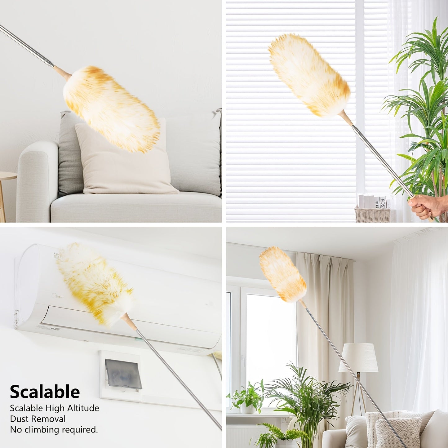 Upgrade your cleaning routine with our extendable 100-inch premium wool dusting brush. Soft, flexible, and detachable, this brush is designed for efficient cleaning in narrow spaces. Perfect for home, office, and outdoor use, it's the ideal choice for