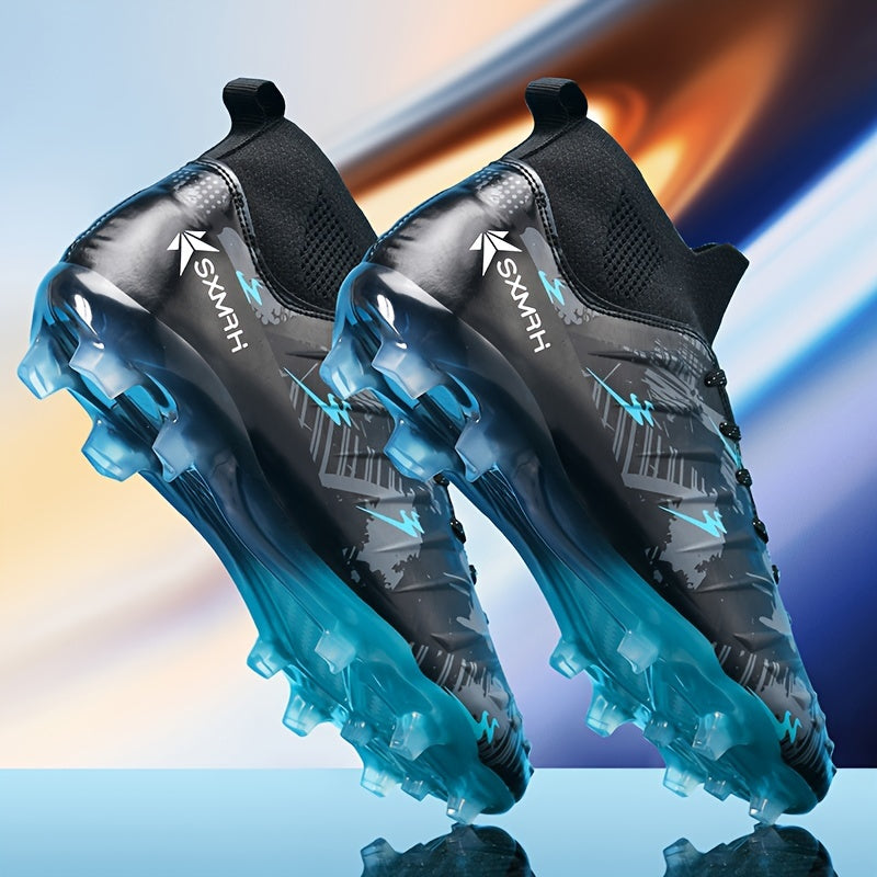 Men's soccer cleats - all-season sports style, casual lace-up football shoes with faux upper, fabric inner & insole, rubber sole.