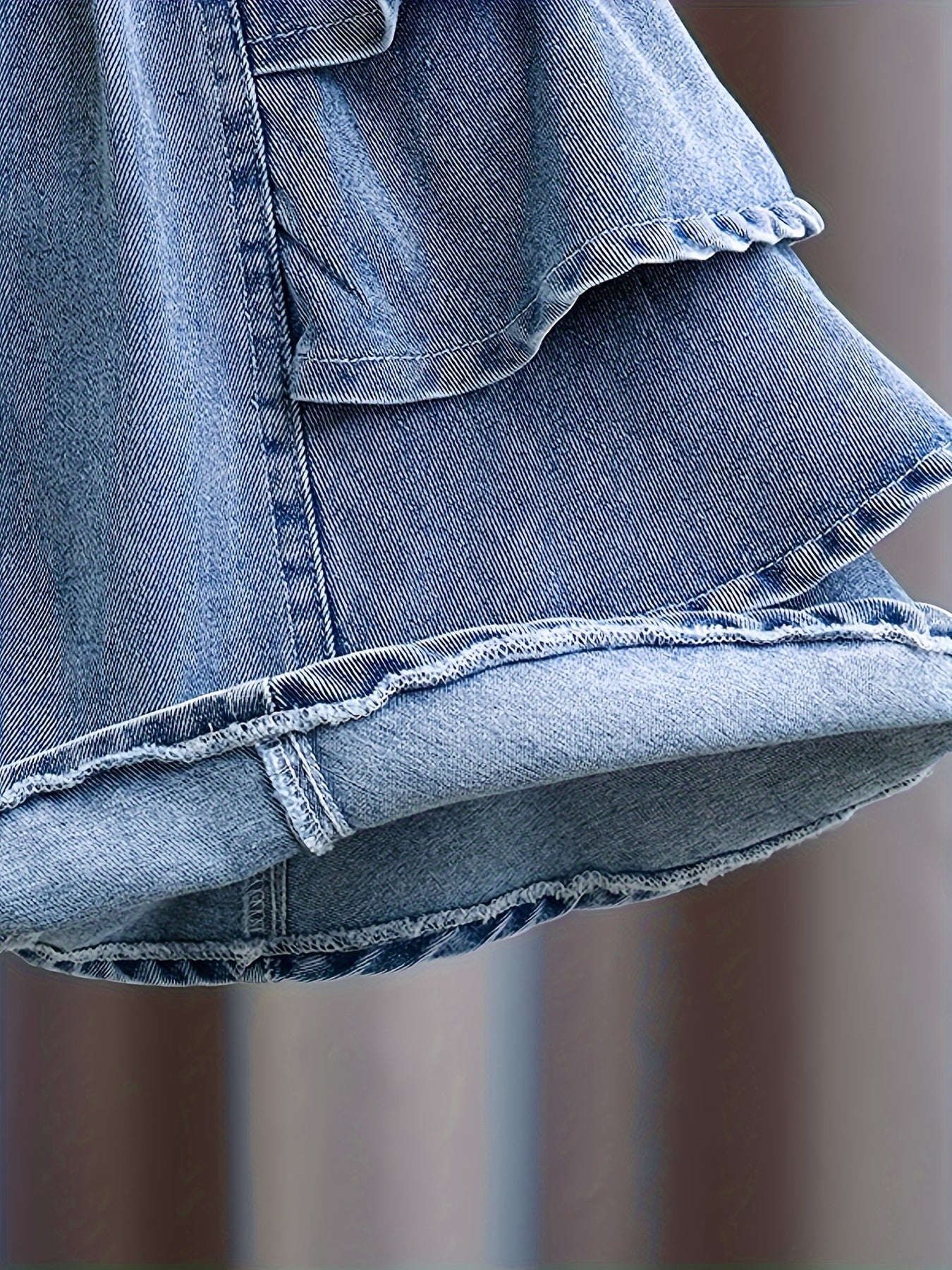 Solid color flutter denim skirt shorts for girls, cute and comfy holiday jeans summer gift, culotte that is breathabale.