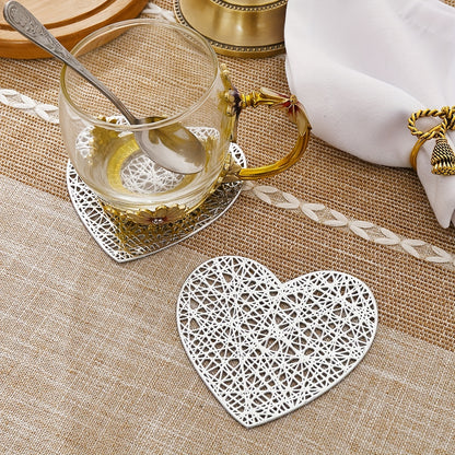 Set of 2 or 4 heart-shaped coasters for Western food, weddings, and home decor.