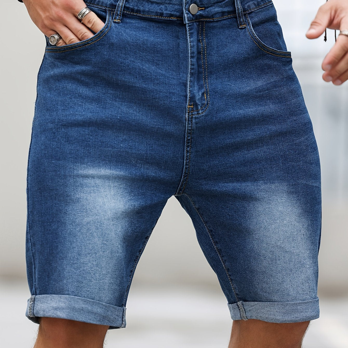 Plus size men's denim shorts