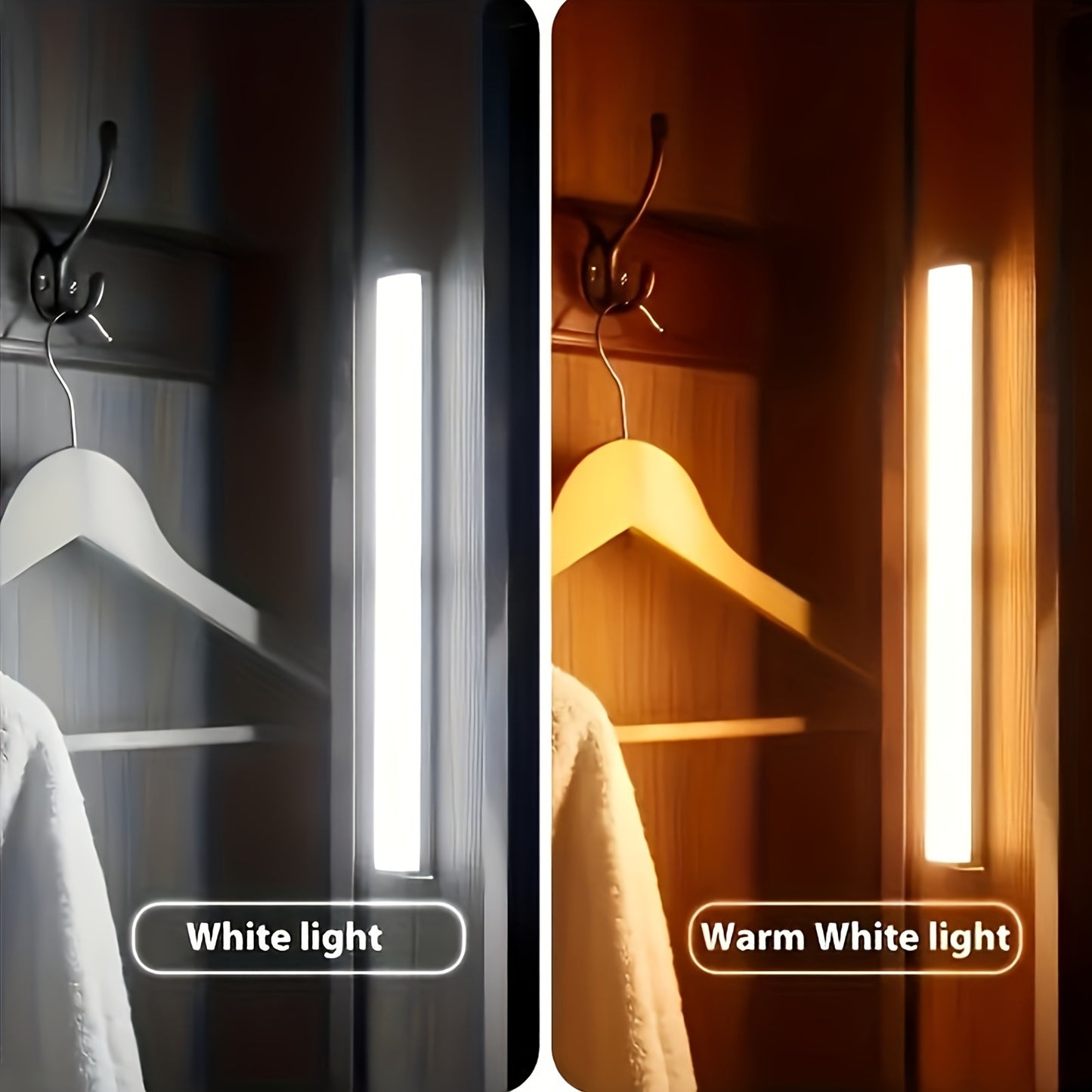 Wireless LED motion sensor light in multiple sizes, ideal for various rooms and spaces, USB rechargeable