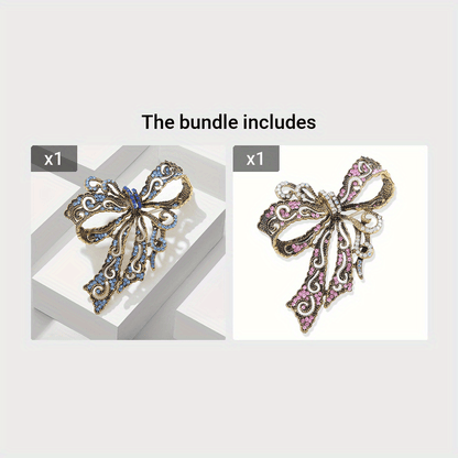 Rhinestone bow brooch pin with a vintage-inspired design - a dazzling fashion accessory to elevate dresses, coats, and bags.