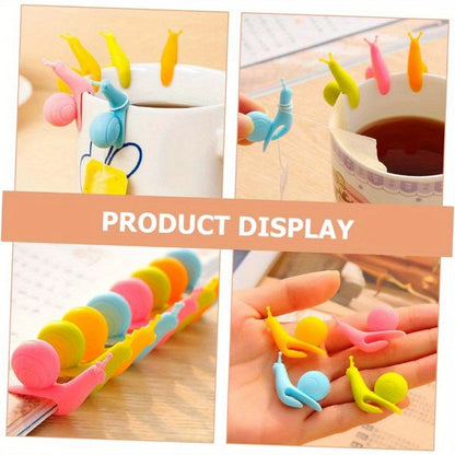 Tea Clips in the Shape of a Cute Snail, Made of Silicone, Random Color, Designed to Hang on the Side of a Mug to Hold Tea Bags