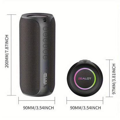 Zealot 2024 Portable Subwoofer Wireless Speaker with Hifi Sound Quality, Dual Pairing, 3600mAh Battery, and 16 Hours Playtime. Compatible with Mobile Phone/Tablet/TV.