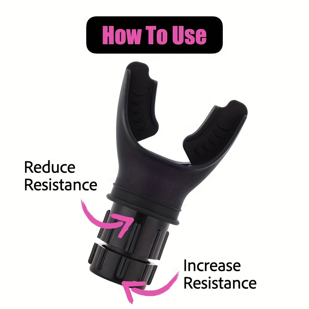 Adjustable resistance breathing trainer for improved lung capacity and fitness.