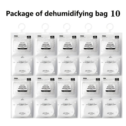 Pack of 5 hanging dehumidifiers for closets, bedrooms, and bathrooms. Moisture-absorbing bags designed for hanging.