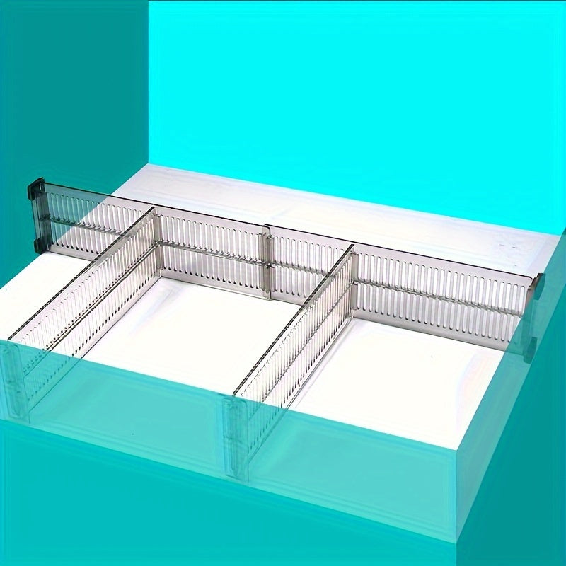 8 adjustable drawer dividers for organizing underwear and socks. Made of durable plastic with expandable grids.