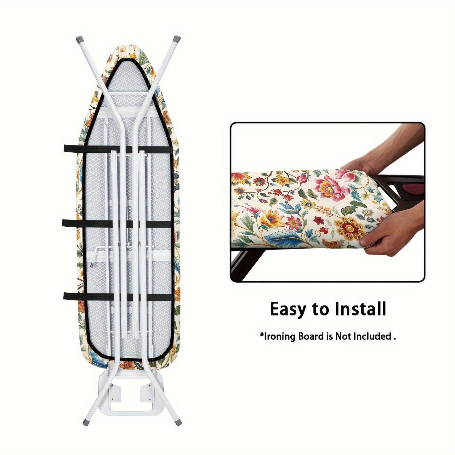 Retro Floral Ironing Board Cover with Stretchable Edge, Single Piece - Dust-Resistant Replacement Item for Household Ironing