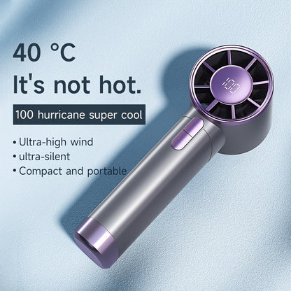 The USB rechargeable portable handheld fan features a 3000mAh lithium battery, ABS material, and button control. Ideal for both indoor and outdoor use, it provides quick cooling at 16°C per second with a 20m cold wind reach.