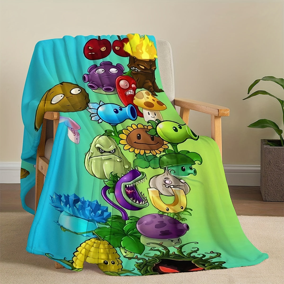 Get ready for the spooky season with the Plant Vs. Zombie Halloween Flannel Throw Blanket! This versatile blanket is perfect for home decor, office use, and even outdoor camping. It makes a cozy all-season gift for yourself or a loved one.