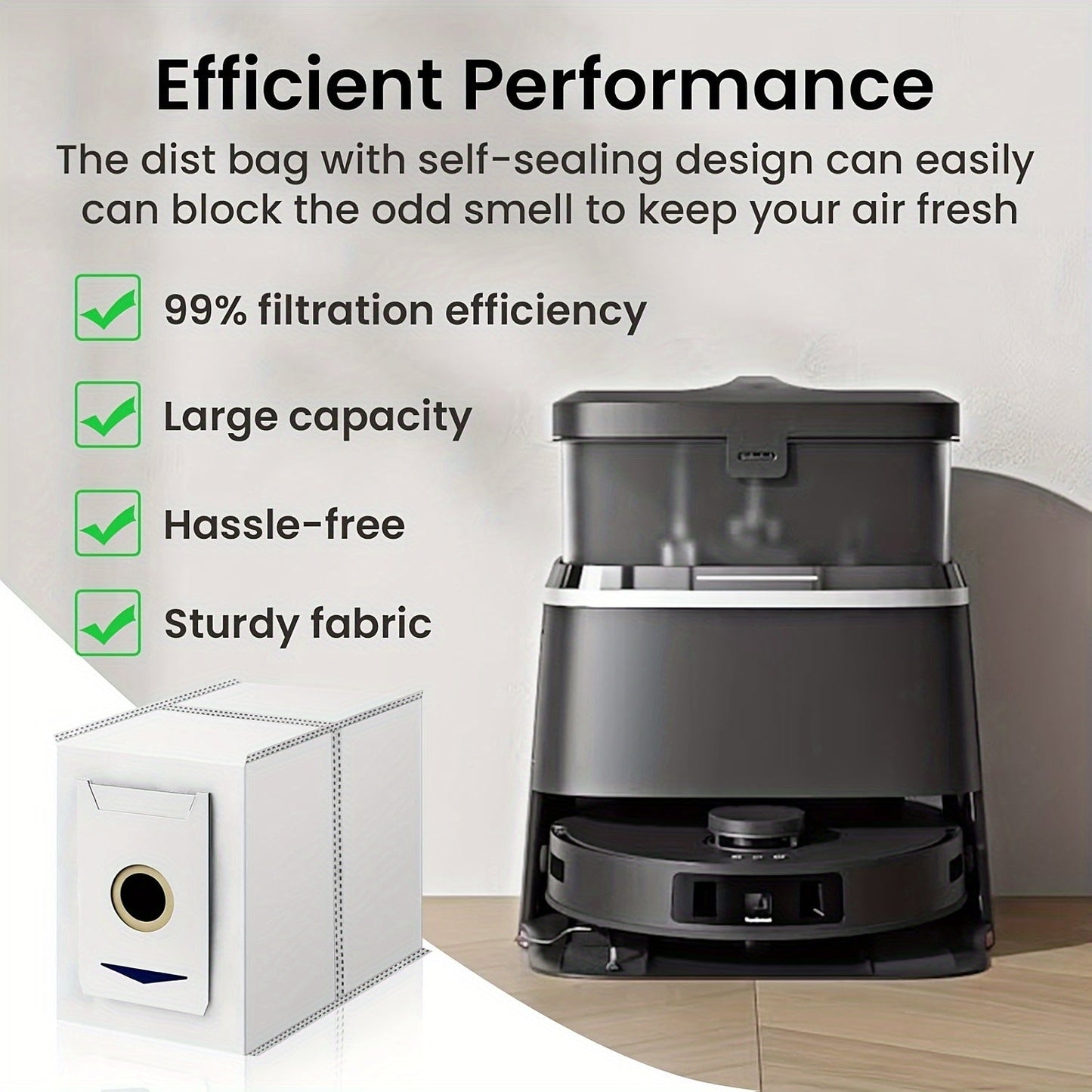 High-quality vacuum dust bags specially designed for Yeedi M12 PRO+ & Ecovacs Deebot T30 Pro/T30 Max - Includes compatible replacement filters, made from non-woven fabric to effectively capture fine dust and large debris, perfect for all your home