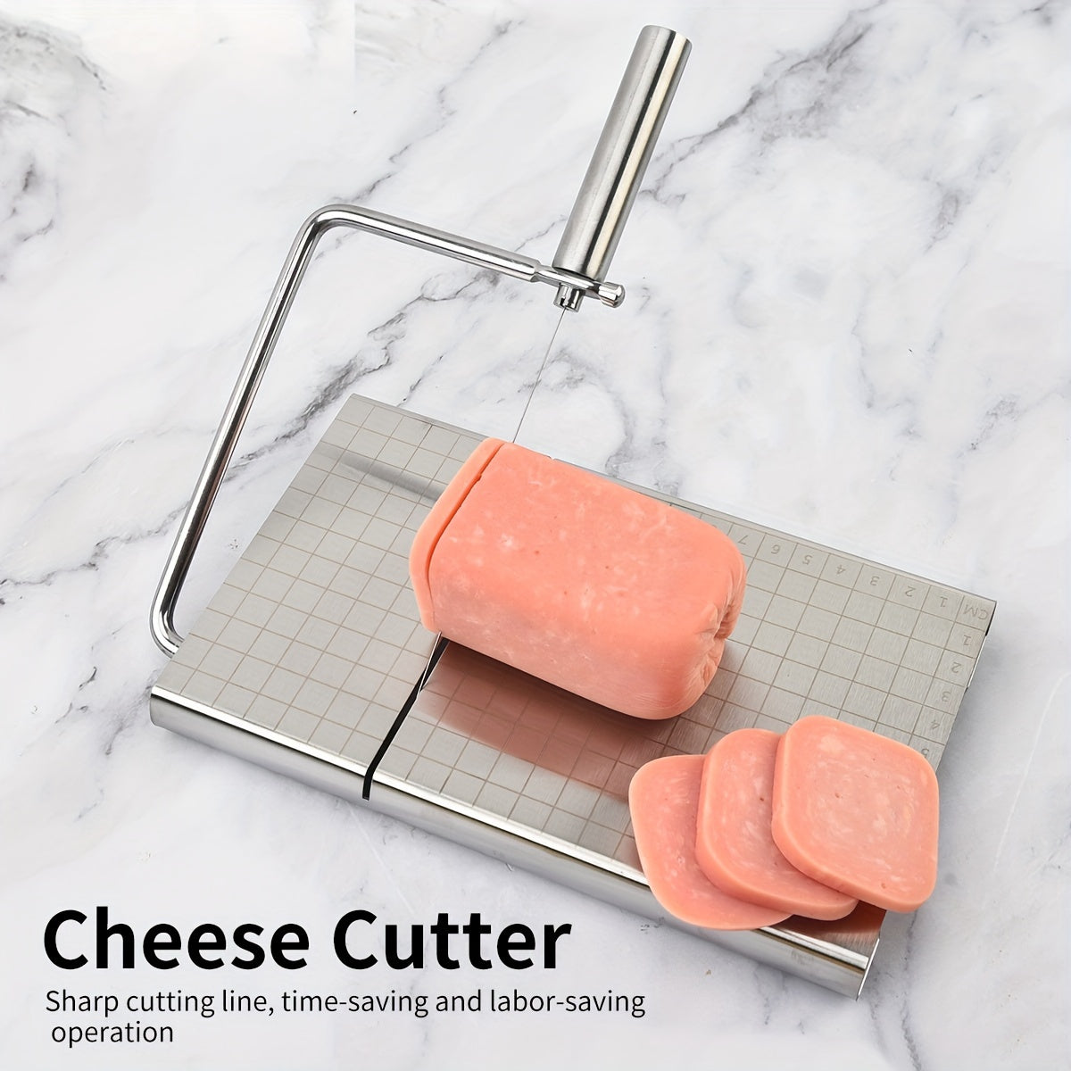 Featuring 6 pieces with 5 cutting lines, this stainless steel cheese slicer is adjustable and thickened for optimal slicing of cheese, ham, and other foods. With an ergonomic handle, this metal cheese slicer is suitable for block cheeses and is a