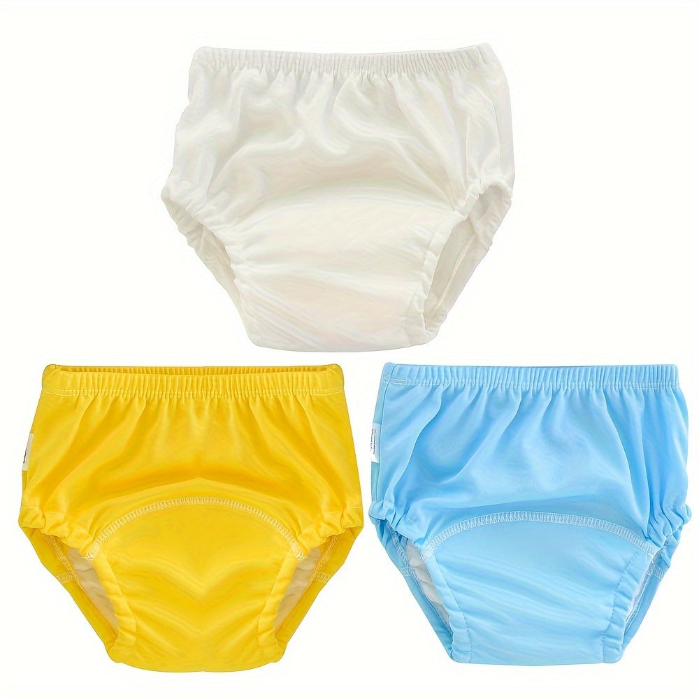 Set of 3 Solid Color Potty Training Underwear, Reusable Diaper Shorts, Comfortable and Breathable