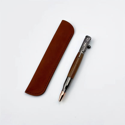 1 ballpoint pen with leather case and rosewood pen holder, suitable for business and student gifts.