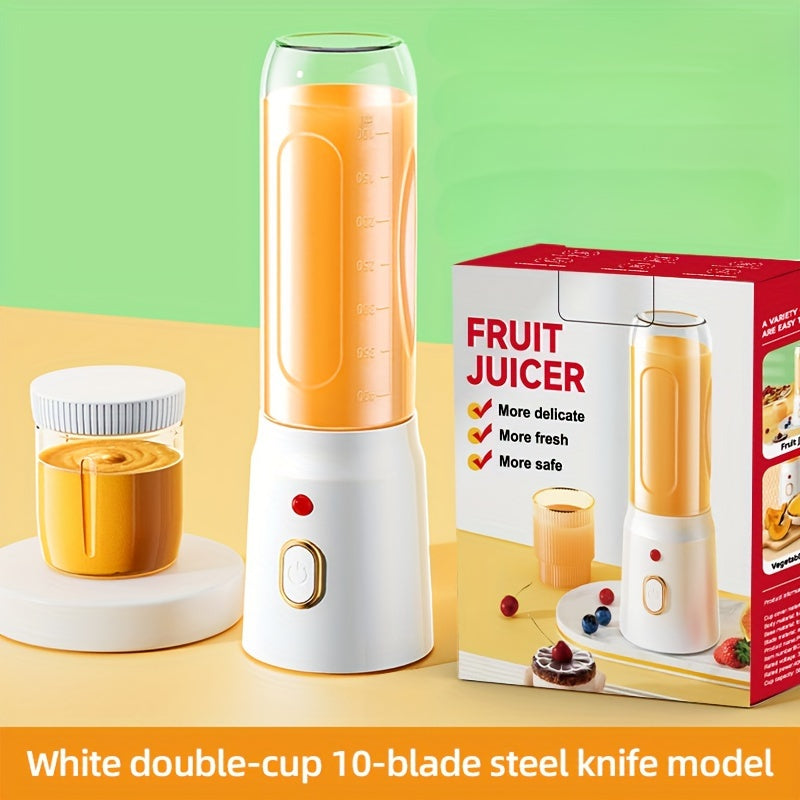 Compact Electric Citrus Juicer - Rechargeable via USB with Multiple Cup Sizes, Small Capacity Less Than 1 Liter, Circular Plastic Juicer with Integrated Battery, Great for Home, College, Trips, and Outside Activities.