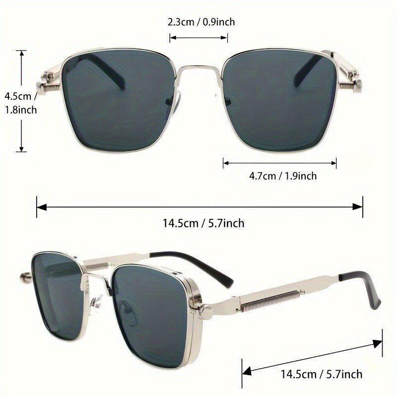 Vintage style metal frame glasses with anti-reflective PC lenses, fashionable and durable eyewear for outdoor activities, driving, fishing, parties, and travel.