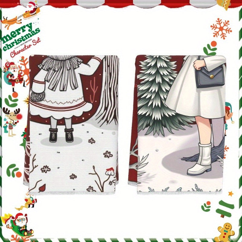 Two pieces of Christmas decorations soft towel, measuring 18 by 66.04 cm each. Perfect for the kitchen, these Christmas towels are soft and Merry Christmas themed. Get yours now!