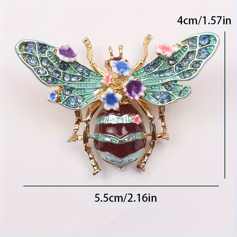 Beautiful Bee Brooch with Rhinestones and Unique Shape - Stylish Lapel Pin for Scarves and Fashion Statements - Vintage Inspired Design