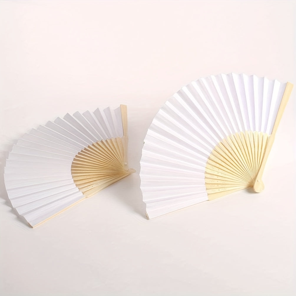 Set of 24 Wedding Fans made of Handheld Paper Folding Fans with Bamboo Handles - Perfect for Wedding Gifts, Parties, Home Decor, and Souvenir Gifts