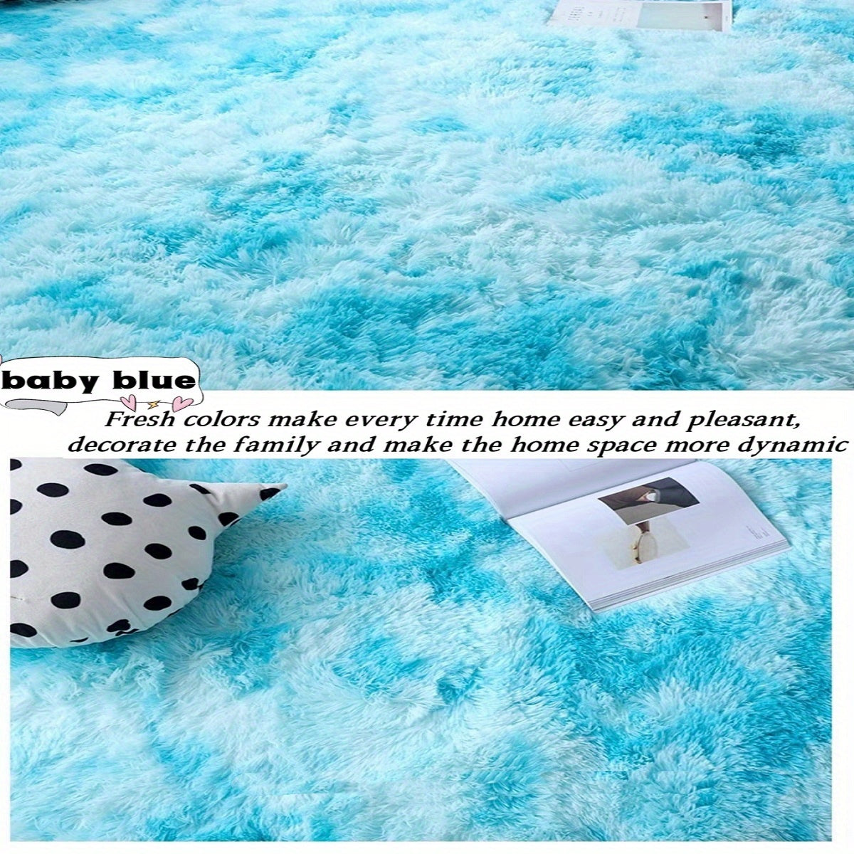 Elevate your space with our 1pc Stylish Simple Tie-dye Long Pile Carpet. This soft and comfortable rug is free of formaldehyde and any peculiar smell. It features non-shedding and non-fading qualities, making it perfect for a variety of spaces including