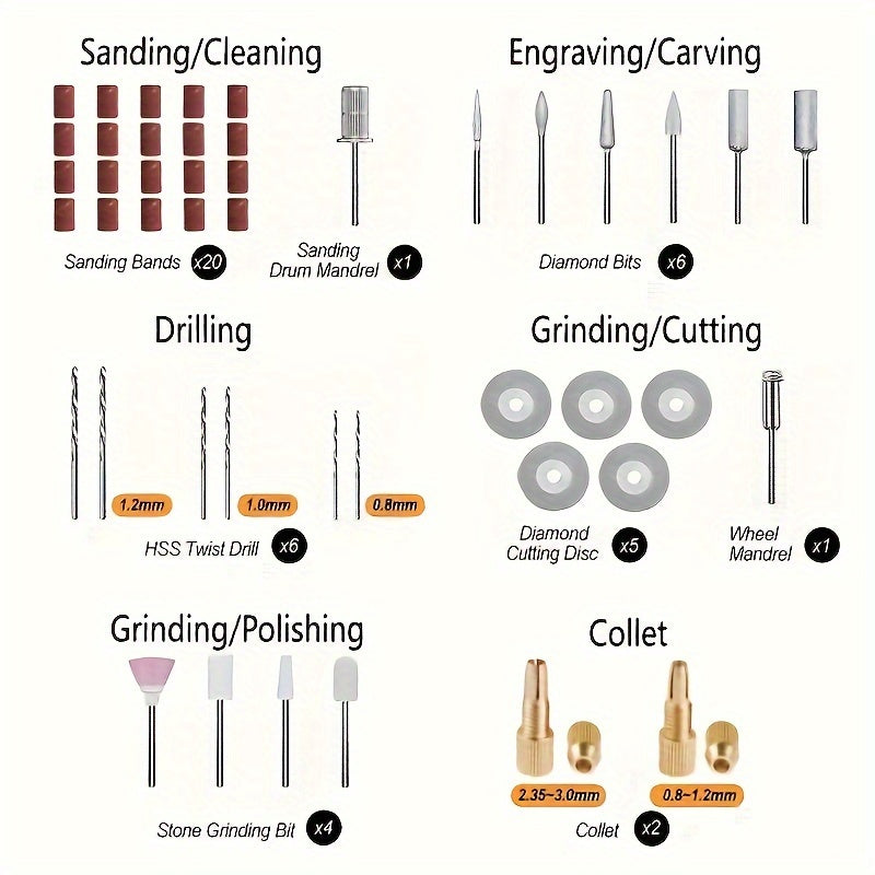 USB Mini Drill: Lightweight tool for cutting, grinding, engraving, polishing, and precision drilling.