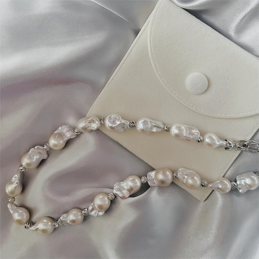 Exquisite Handmade Freshwater Baroque Pearl Necklace - Ideal for Special Occasions | 100% Natural Pearls, 14mm-18mm in Size | Comes with Gift Box | A Timeless Fashion Statement for Weddings, Anniversaries & Birthdays