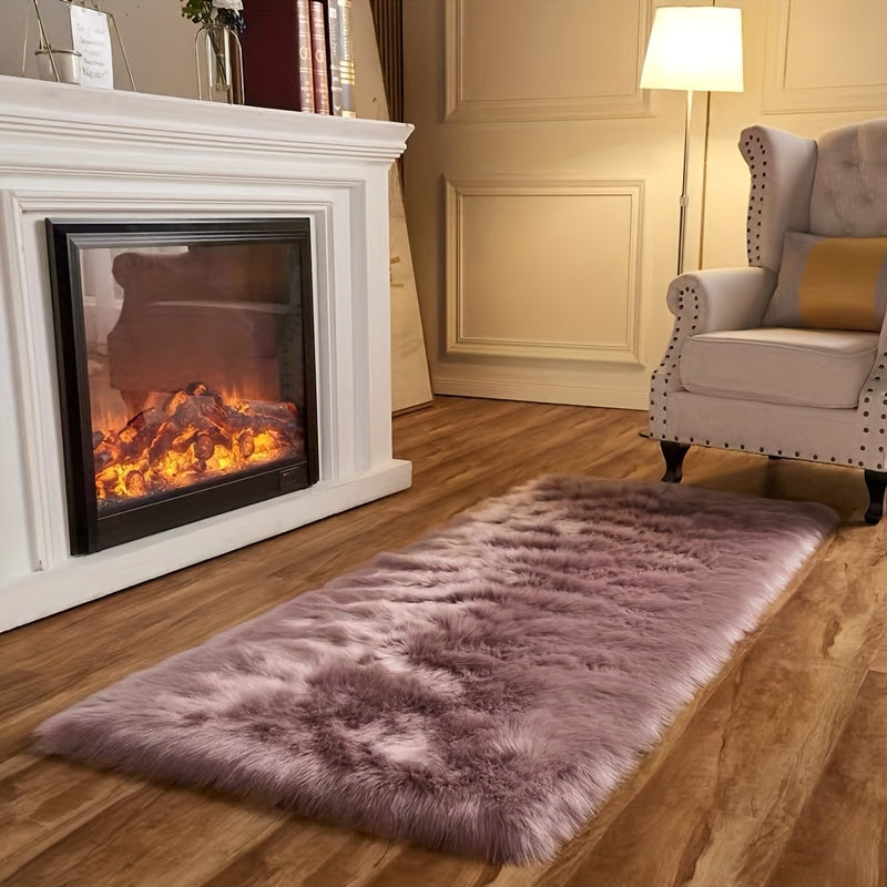 Soft and Fluffy Long Plush Bedroom Bedside Rug made of Artificial Fur, Washable and Ideal for Living Room and Bedroom Window Decoration