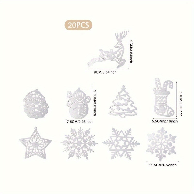 20-piece Sparkling Snowflake & Christmas Tree Ornaments Set - Ideal for Holiday Parties, Battery-Free, Winter Decor