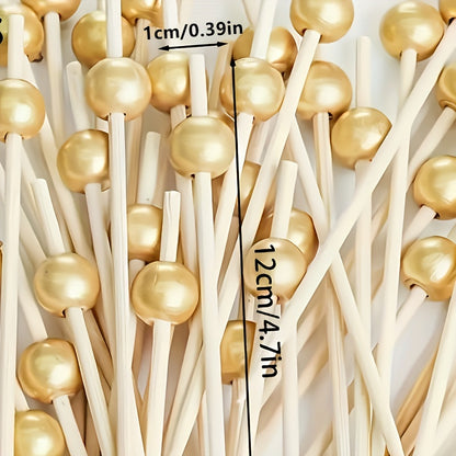 50 Bamboo Pearl Skewers for Party Decorations