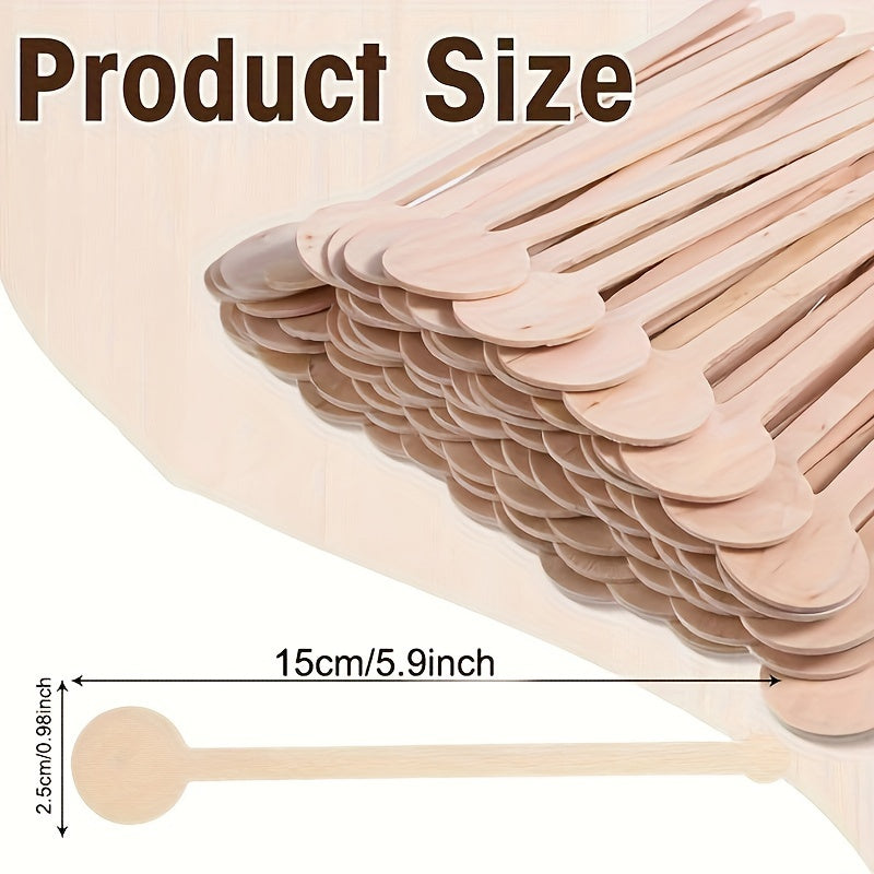 100 pieces of disposable wooden coffee stirrers with round ends for stirring coffee, cocktails, milk, and tea.