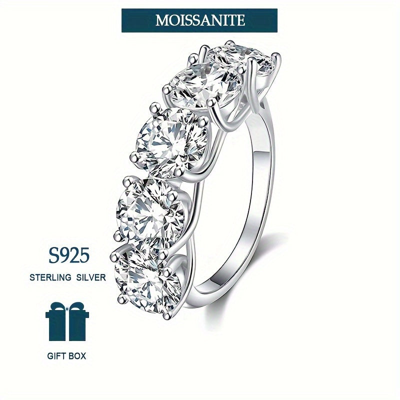 925 Sterling Silver Moissanite Band Ring 2.5ct/5ct Bling Bling Niche dizayni bilan. O'ziga xos barmoq uzuk zargarlik aksessuari, sovg'a qutisi bilan.