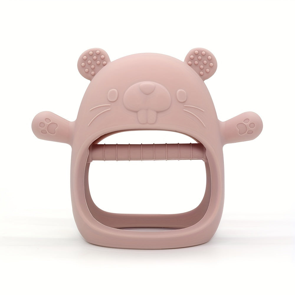 Soft silicone gloves teether, made from food grade material, designed to be cute and prevents dropping, making it the perfect gift for Christmas, Halloween, or Thanksgiving Day.