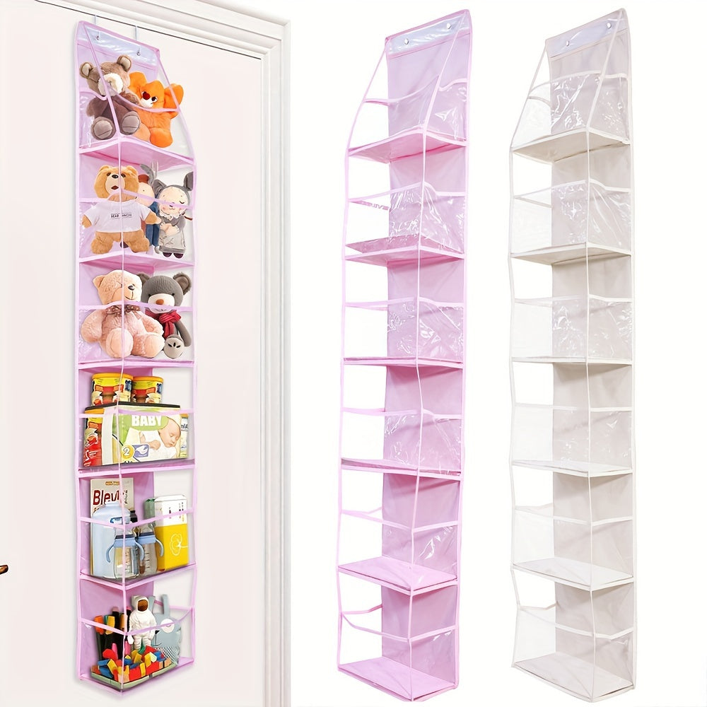 Over-the-Door Hanging Organizer with 6 Shelves, Clear Window, Made of Polyester, Unfinished, Offers Large-Capacity Storage for Teens and Adults