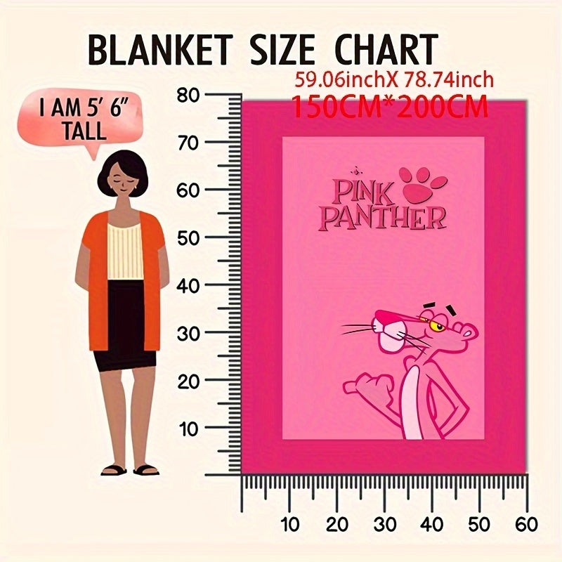 Cozy up with the stylish Pink Panther Print Flannel Fleece Throw Blanket. This soft and warm blanket is perfect for using on the sofa, in the office, or while camping or traveling. It's a multifunctional gift that can be used in all seasons, featuring a