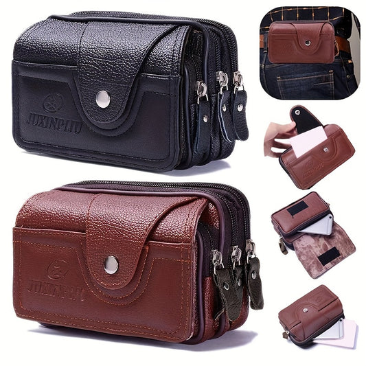 Men's business crossbody phone pouch with casual style, waterproof and multi-functional, suitable for middle-aged and elderly.